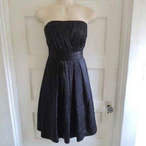 WHBM Black on Black 100% Silk Strapless Cocktail Party Dress 6